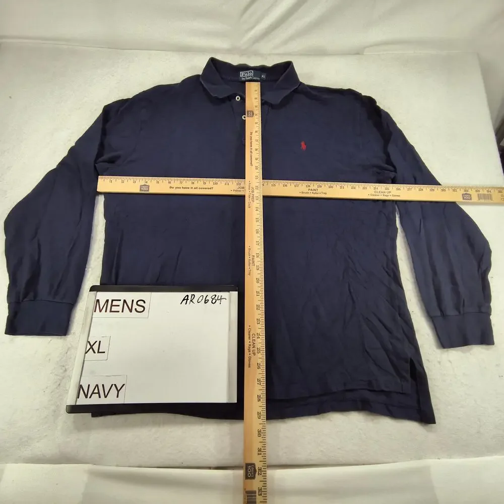 Polo by Ralph Lauren Collared Casual Long Sleeve Polo Shirt Mens Size XL Navy